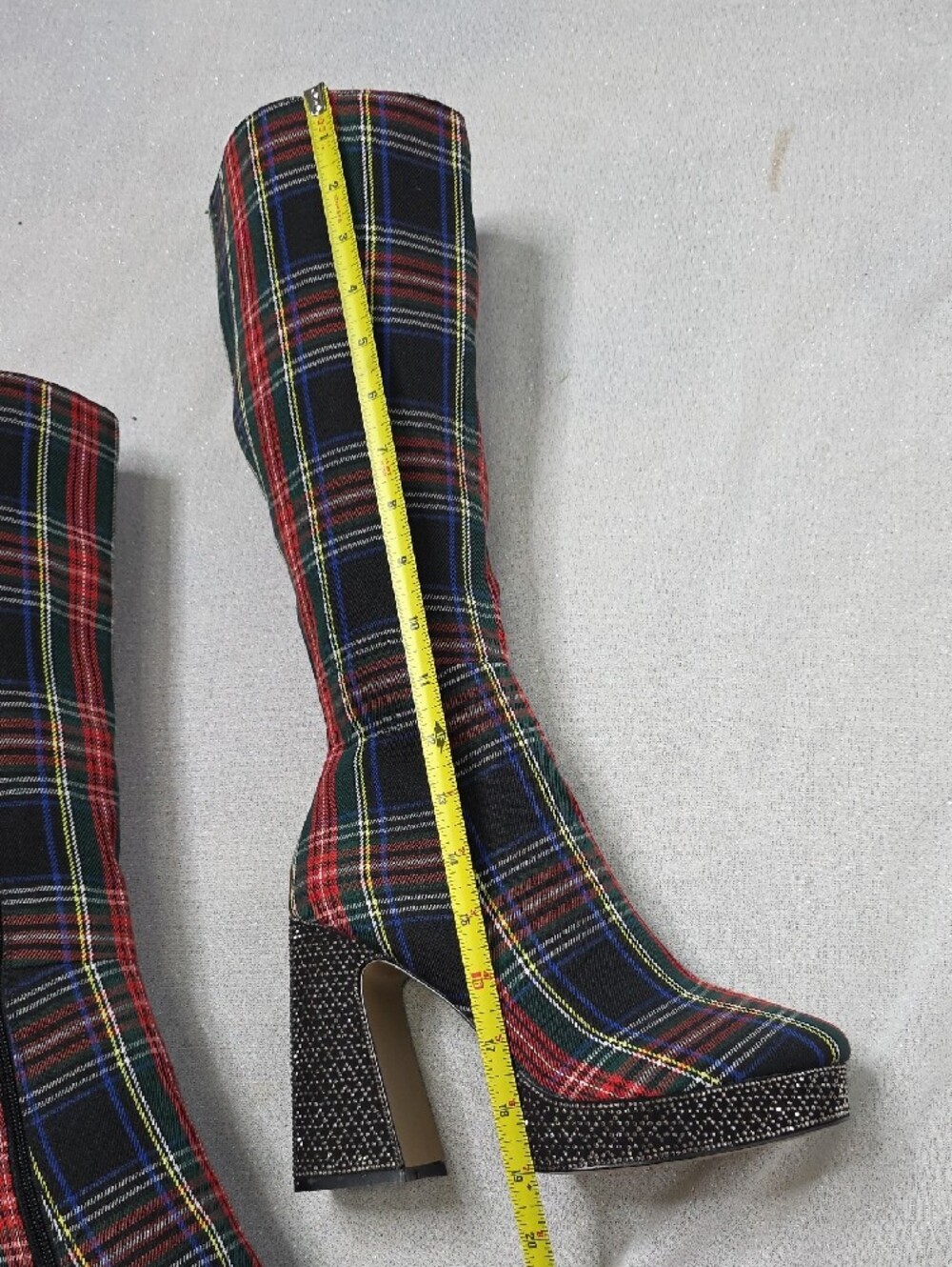 Betsey Johnson Valeria Red & Black Plaid Knee-high Fashion Boots Size 8.5M - Picture 14 of 15